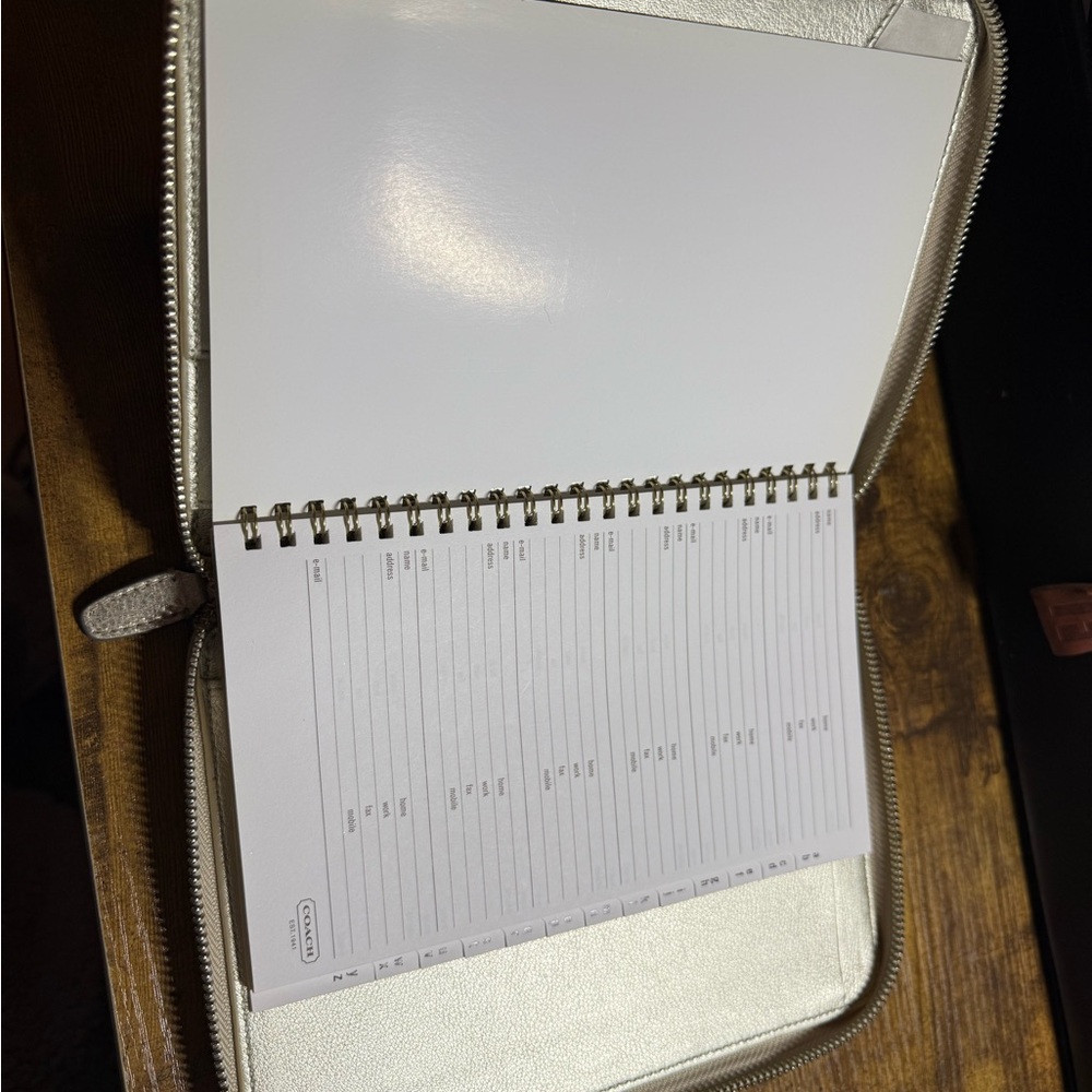 Coach Silver Textured Zip Address Book - Picture 3 of 4
